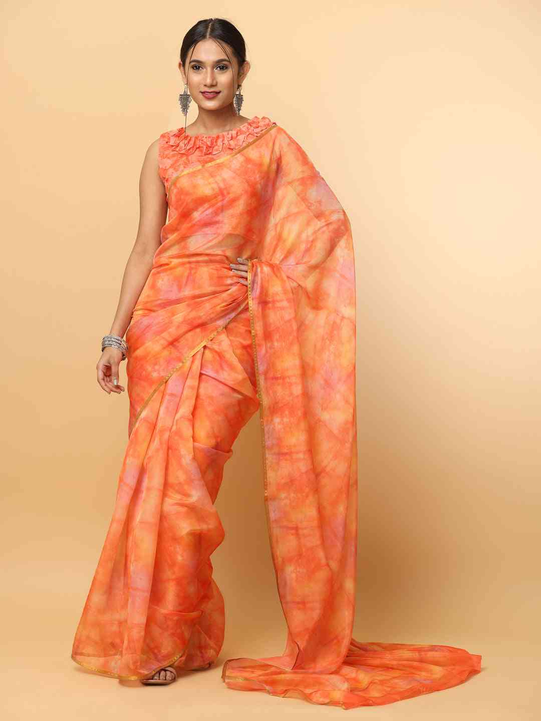 Batik Print Chanderi Silk Designer Saree