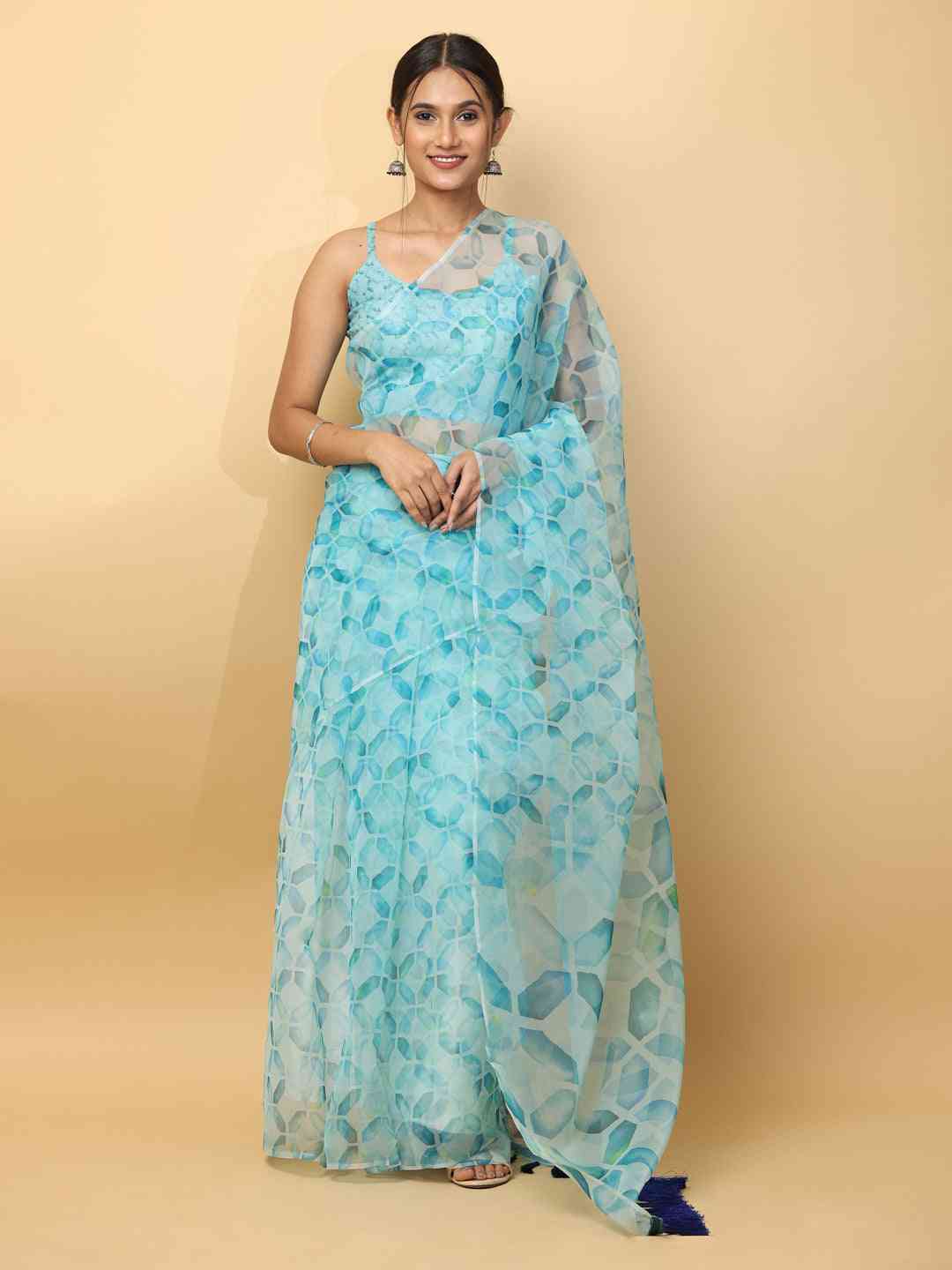 Soft Orgenza Digital Print Party Wear Saree