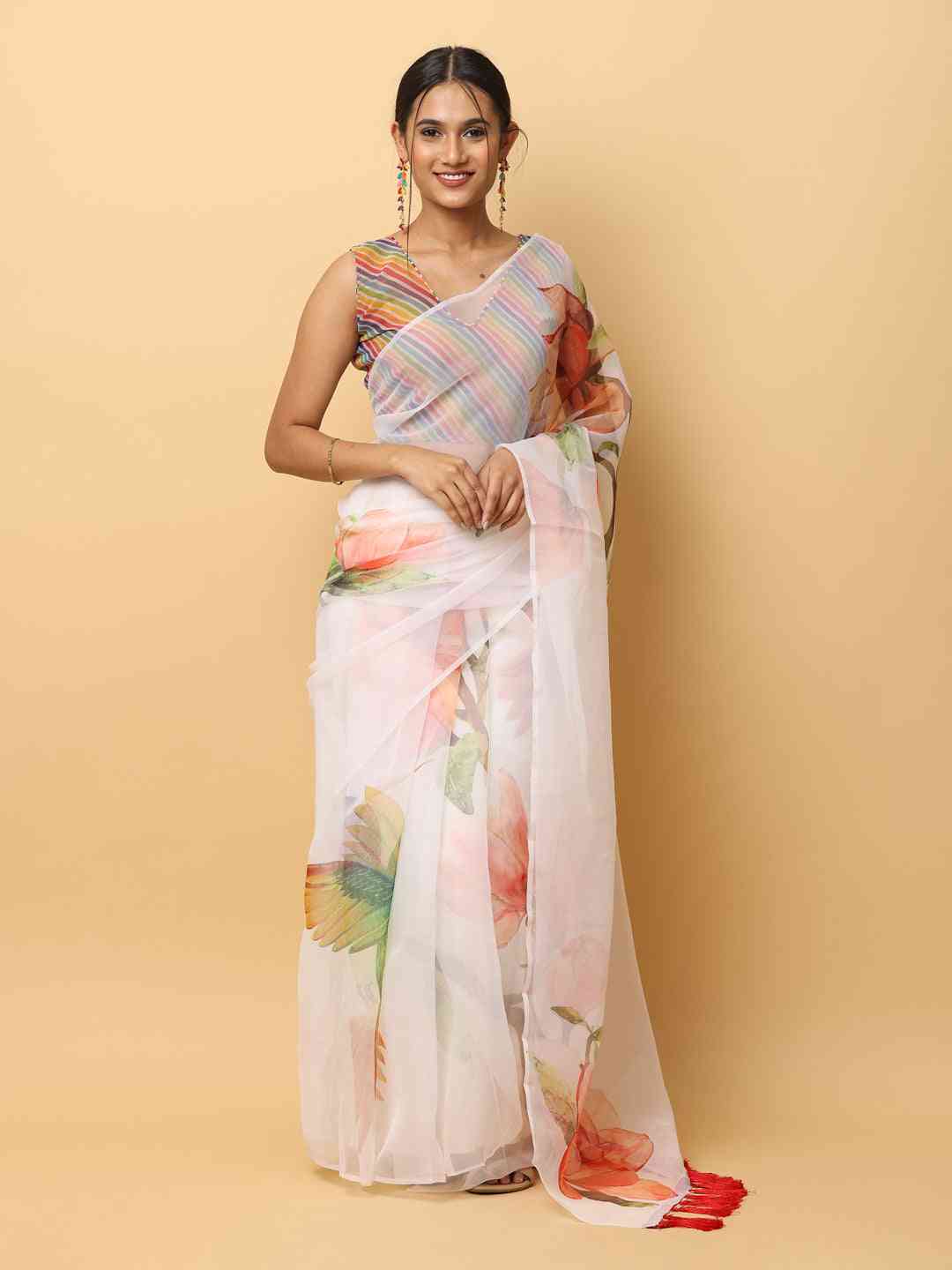 Soft Orgenza Digital Print Party Wear Saree