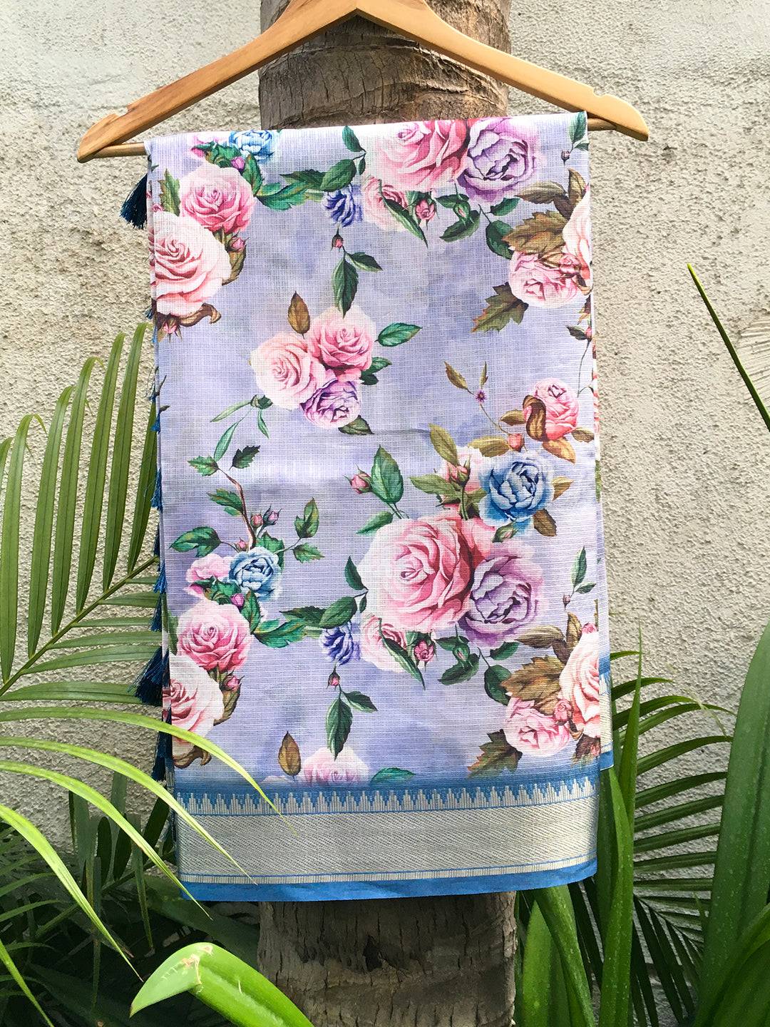 Lavender Kota Flower Digital Print Saree