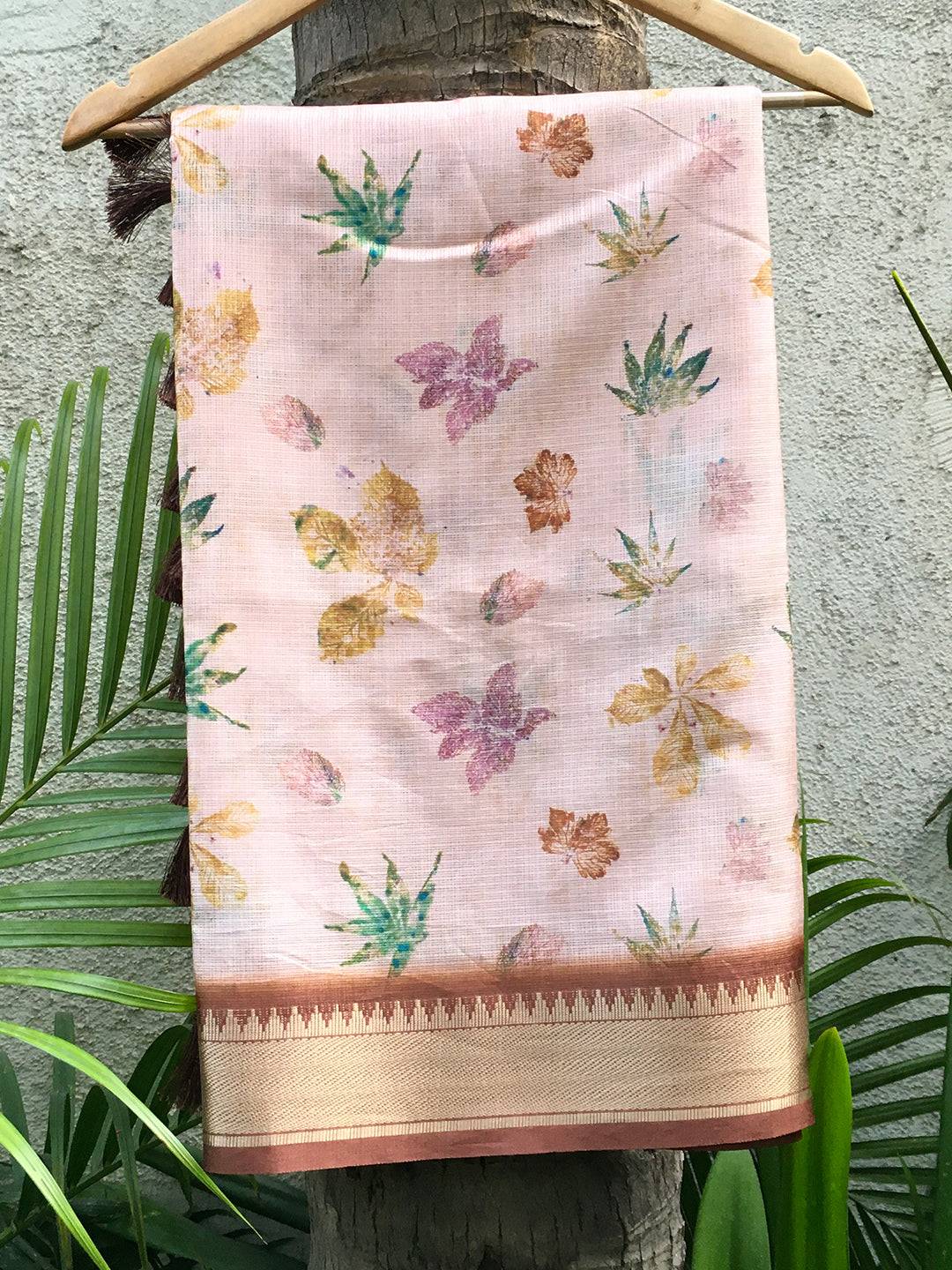 Kanjivaram Light Peach Gold Zari Pattu Border Saree