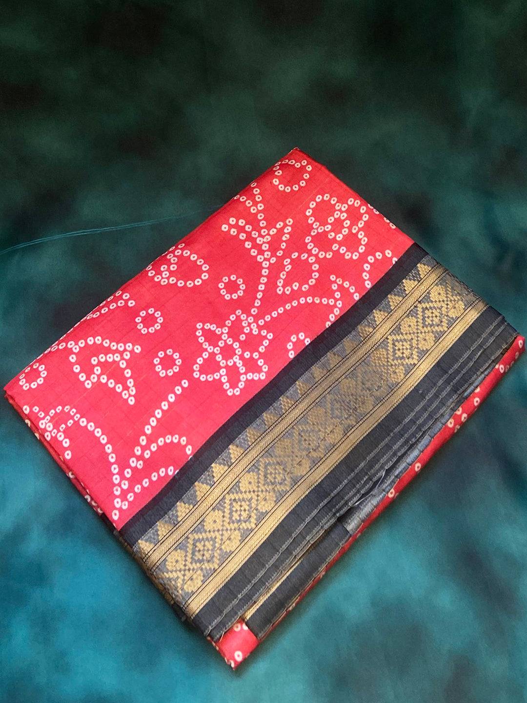 Soft Silk Red Colour Bandhej Digital Print Saree
