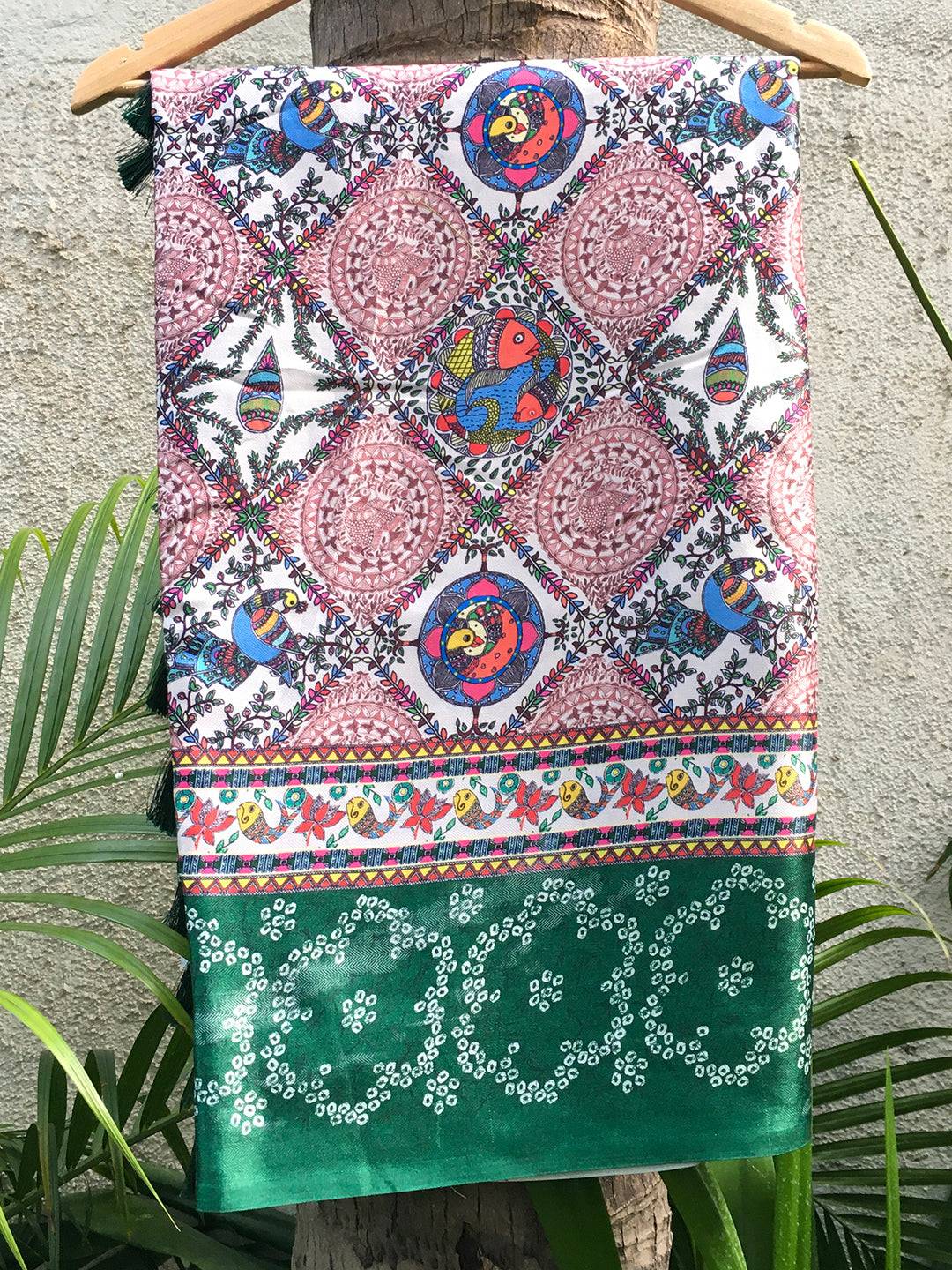 Cream Madhubani Digital Print Saree