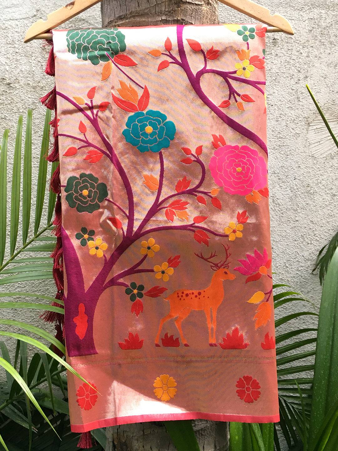Hot Pink Meenakari Work Paithani Saree