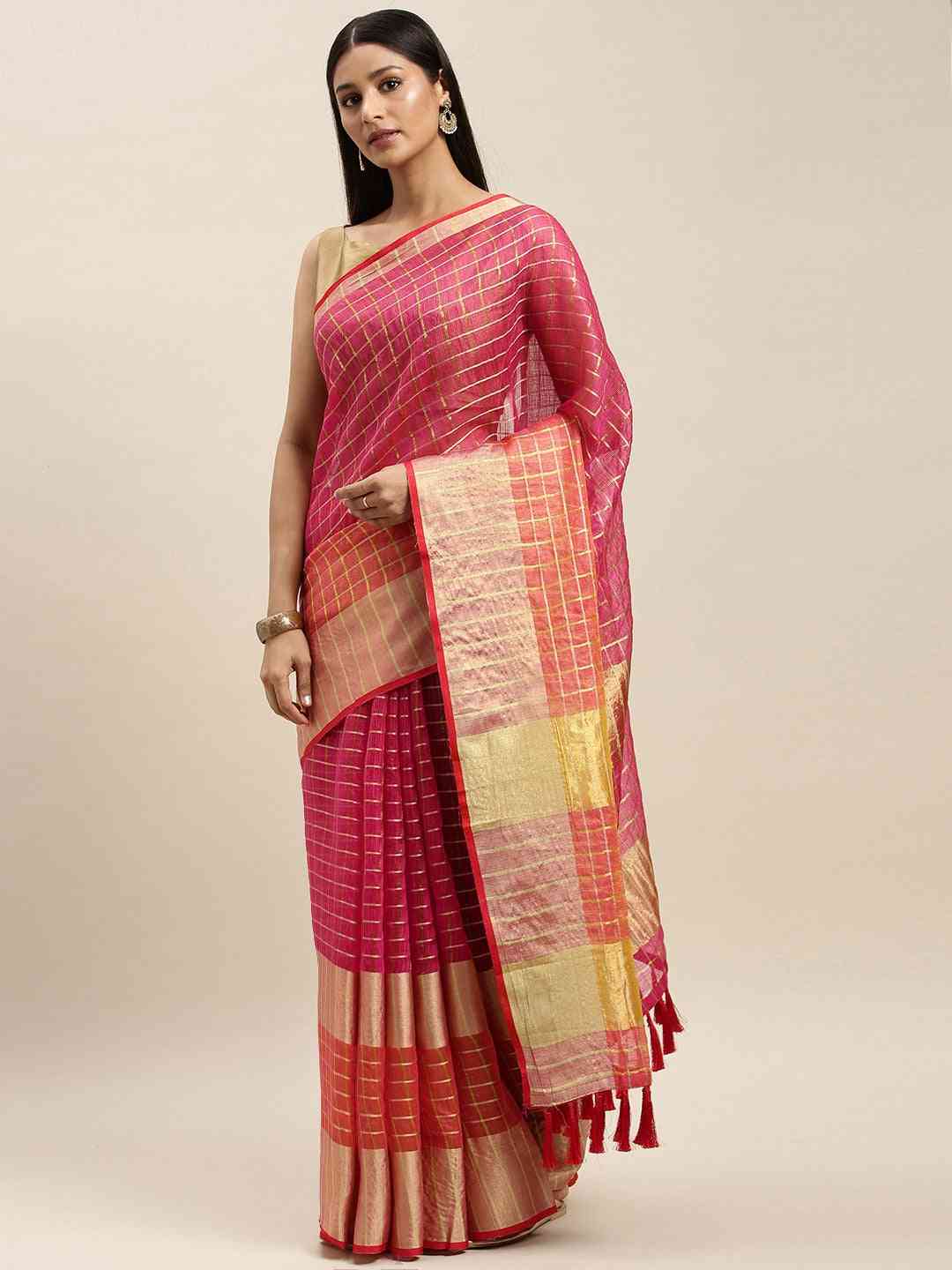 Exclusive Kota Doria Zari Butti Festive Wear Saree
