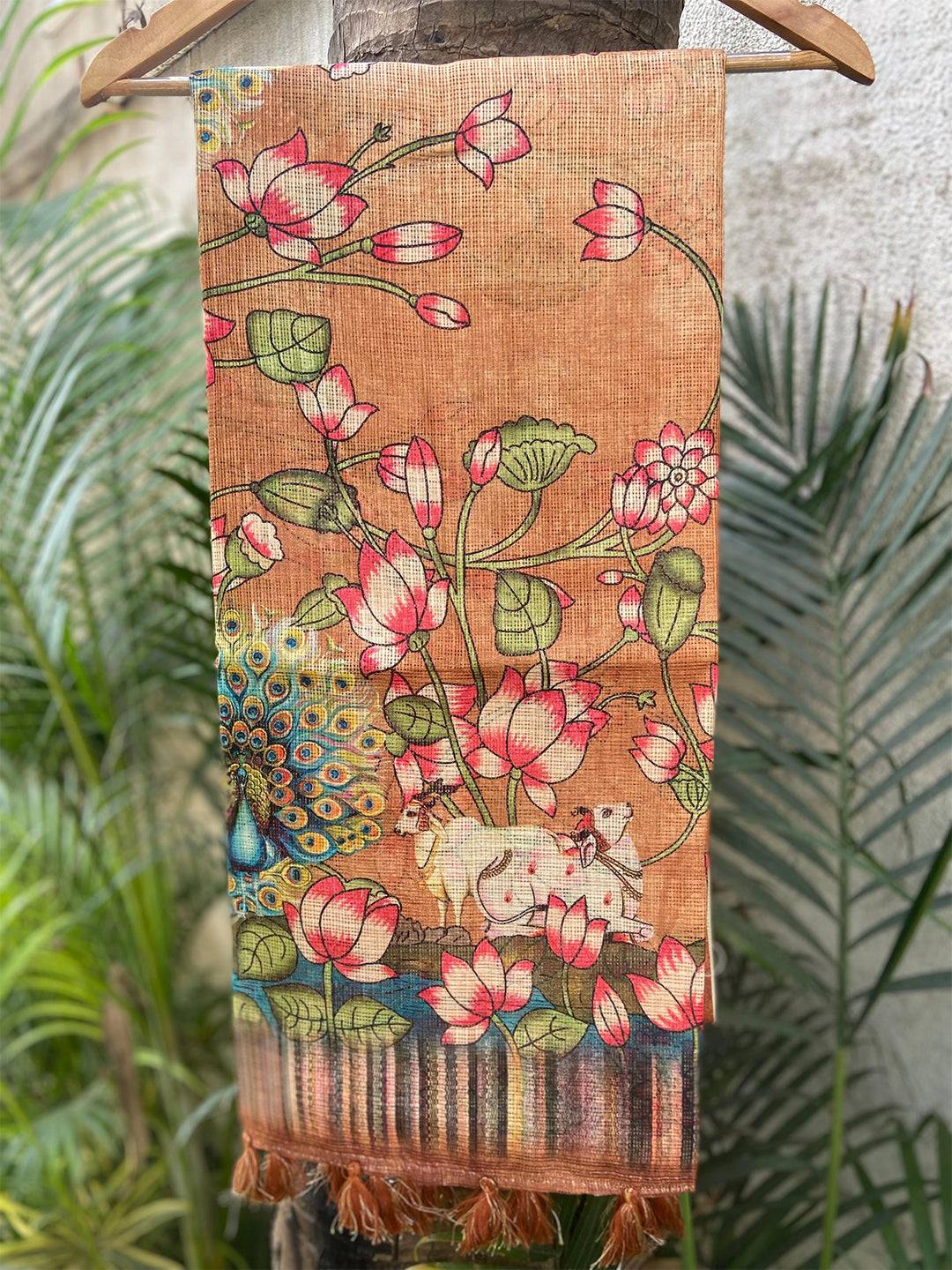 Stylish Soft Kota Doriya Silk Saree with Pichwai Prints and Rich Pallu