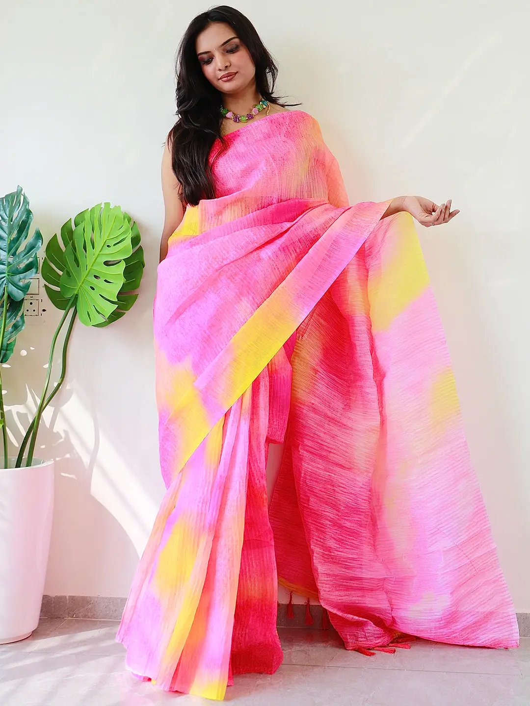 Elevate Your Style with Multy Colored Print Bollywood Design Crash Saree