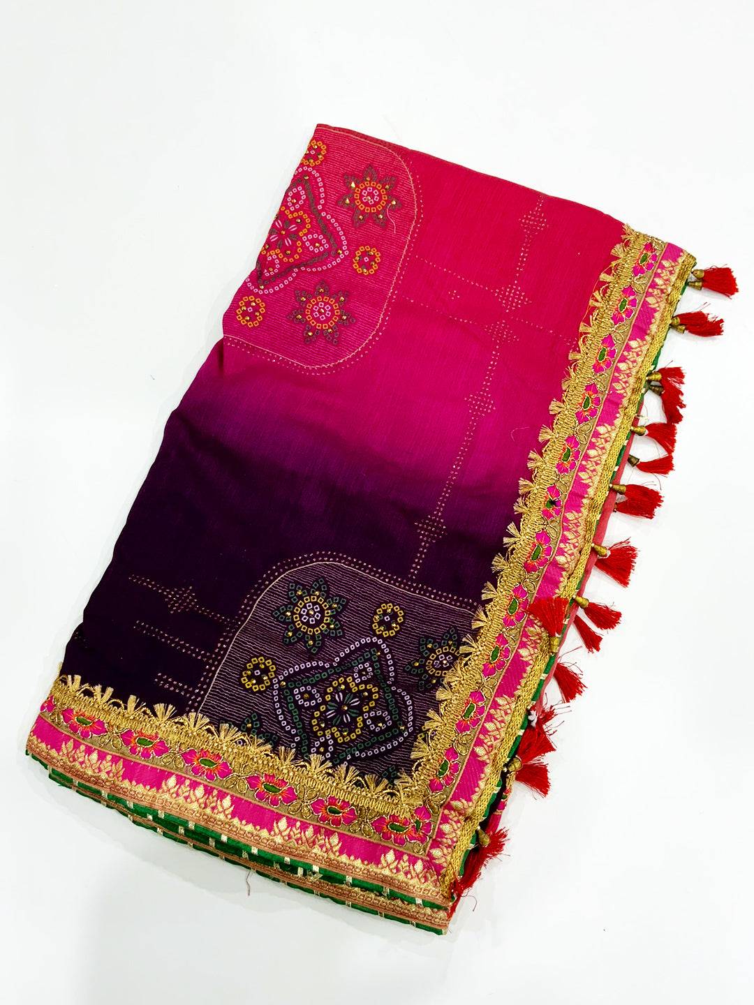 Classic Chinnon Chiffon Bandhej Saree
