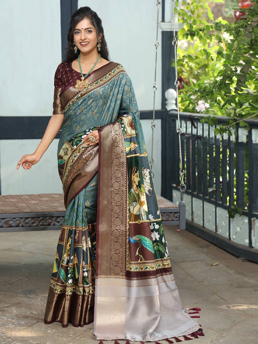 Pure Viscose Dola Silk Saree With Zari Weaving Pallu In Teal Colour - Luxe