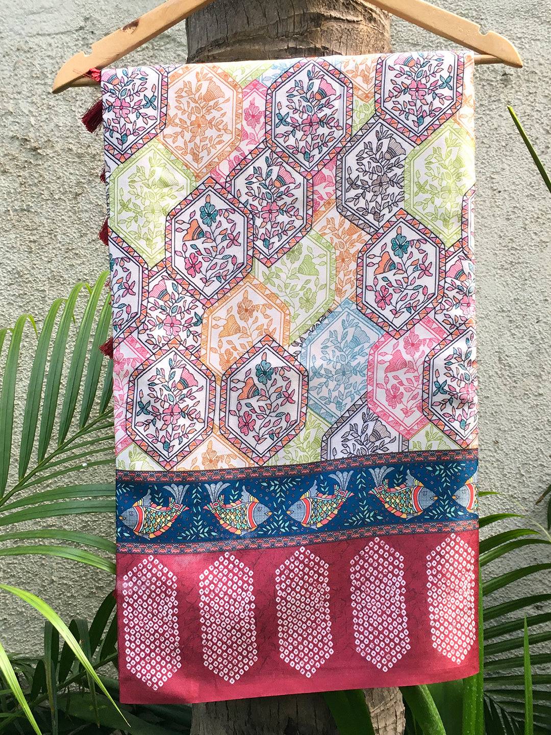 Multi Madhubani Digital Print Saree