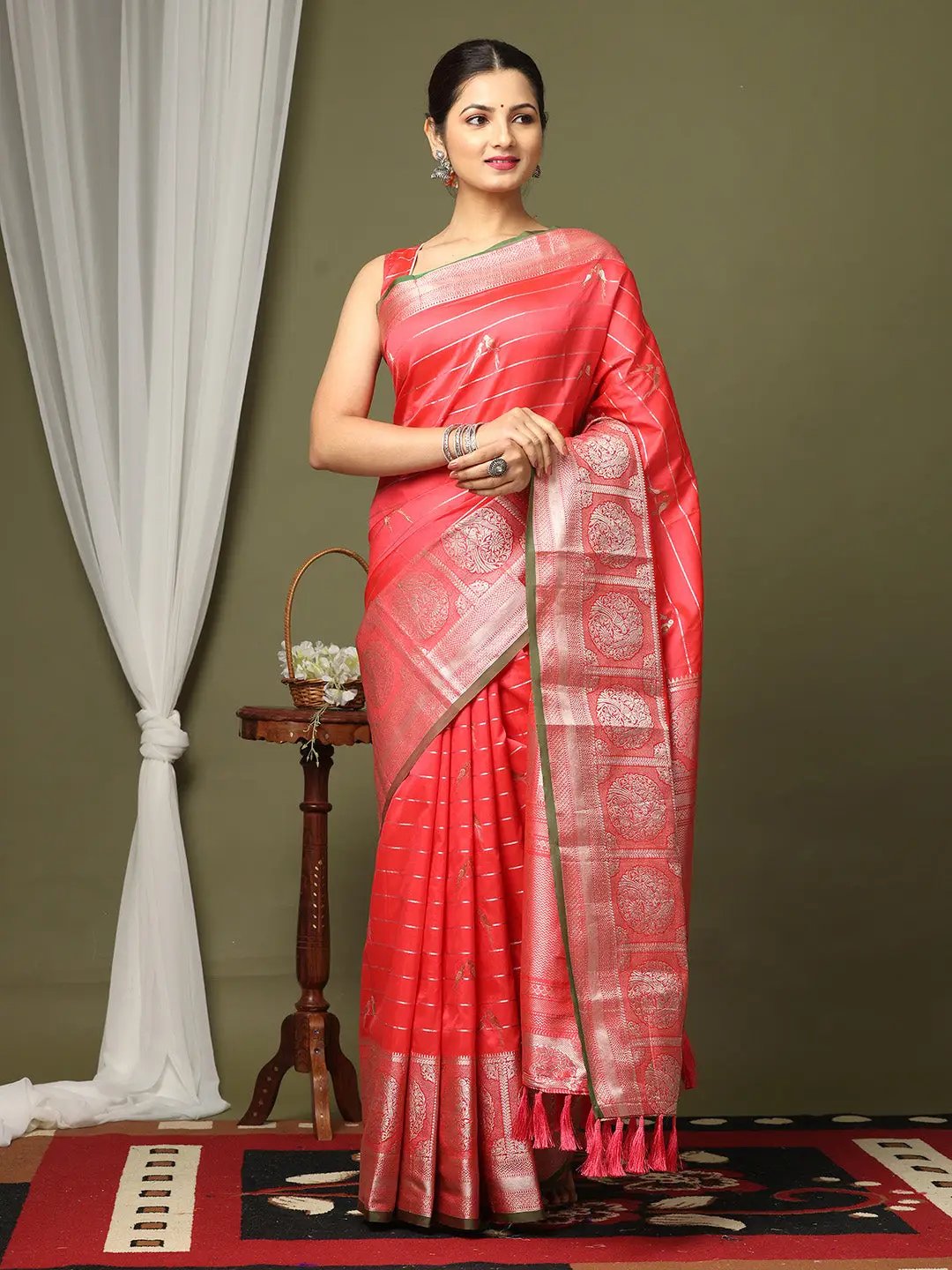 Pure Banarasi Katan Silk Kanchi Zari Weaving Saree