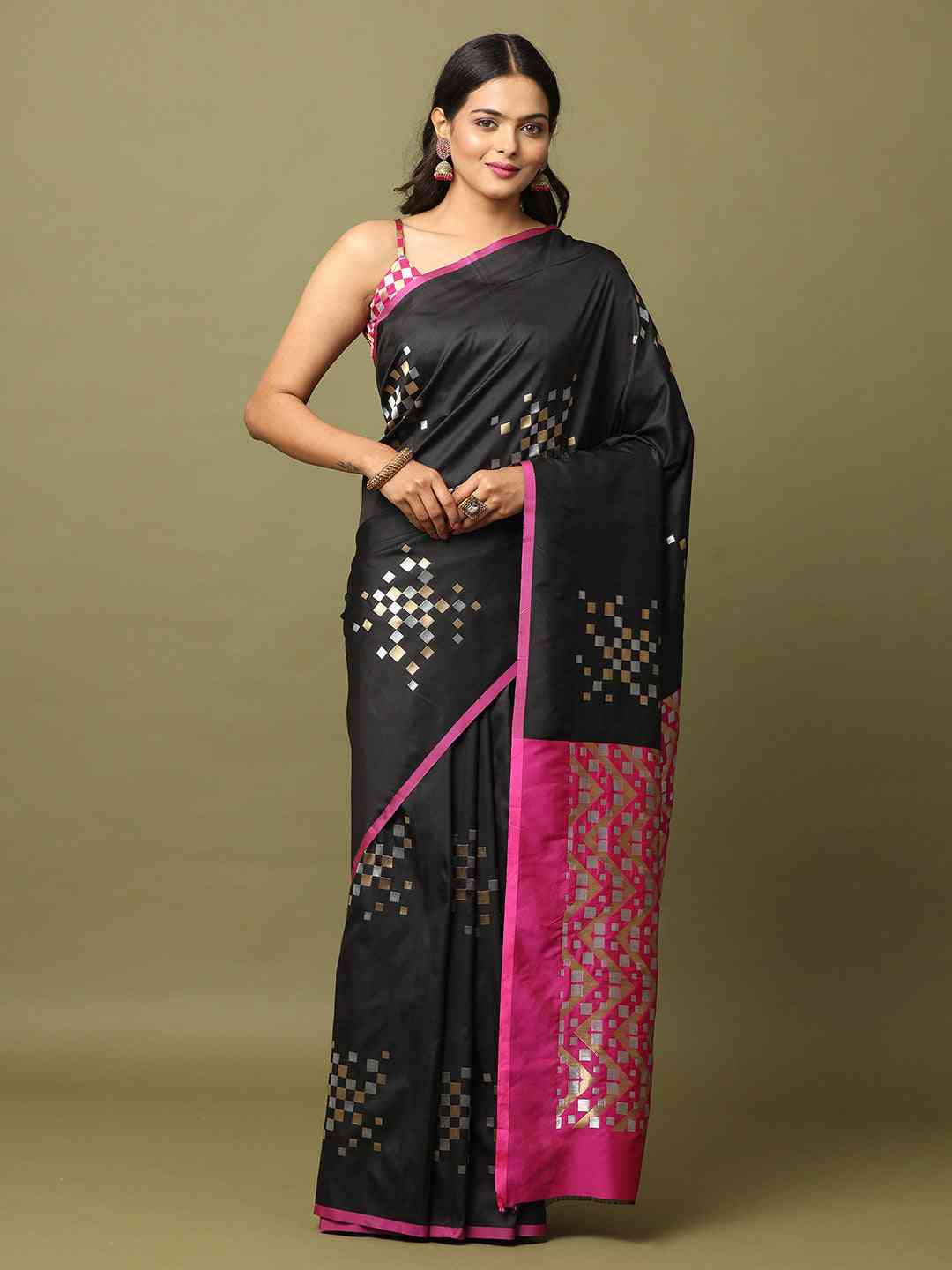 Pure Banarasi Katan Silk Kanchi Zari Weaving Saree