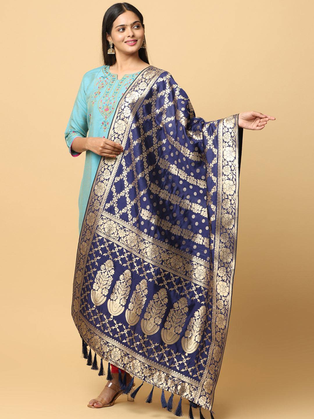 Trendy Silk Blend Woven Design Dupatta