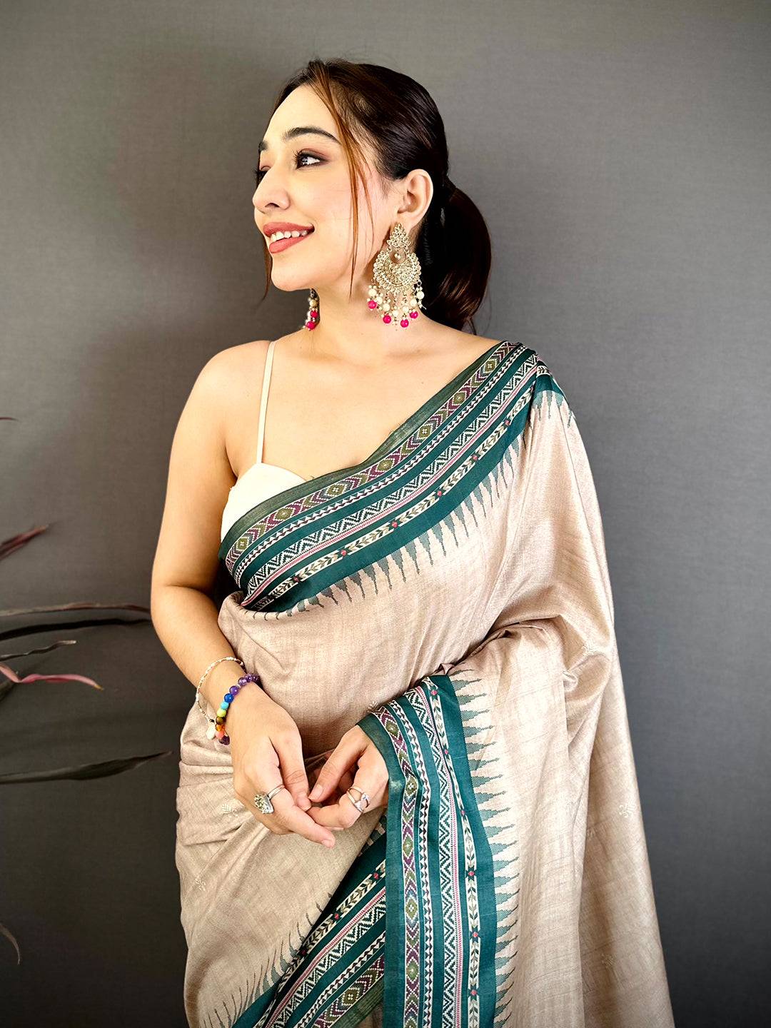 Royal Tribal Border Soft Zarna Silk Saree