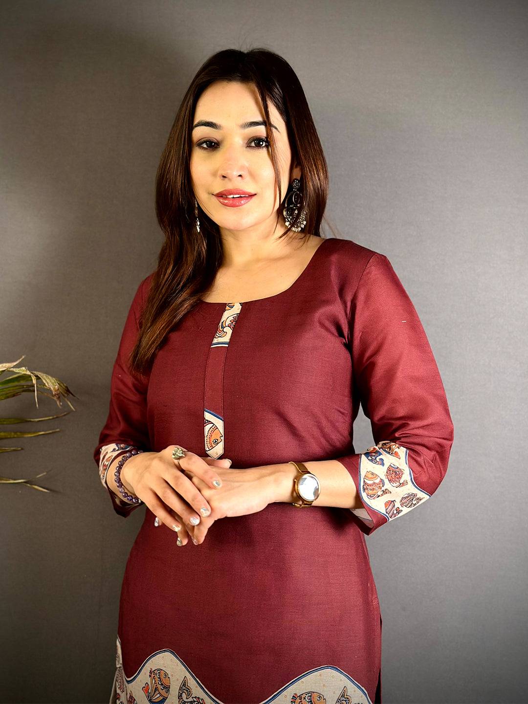 Kalamkari Art Square Neck Kurti