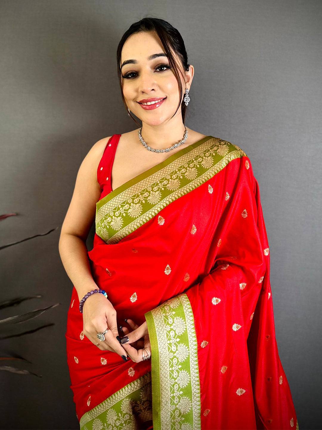 Heritage Red Soft Silk Gadwal Saree