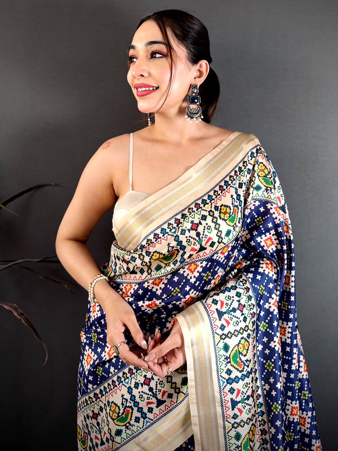 Navy Multicolour Patola Kanchi Saree