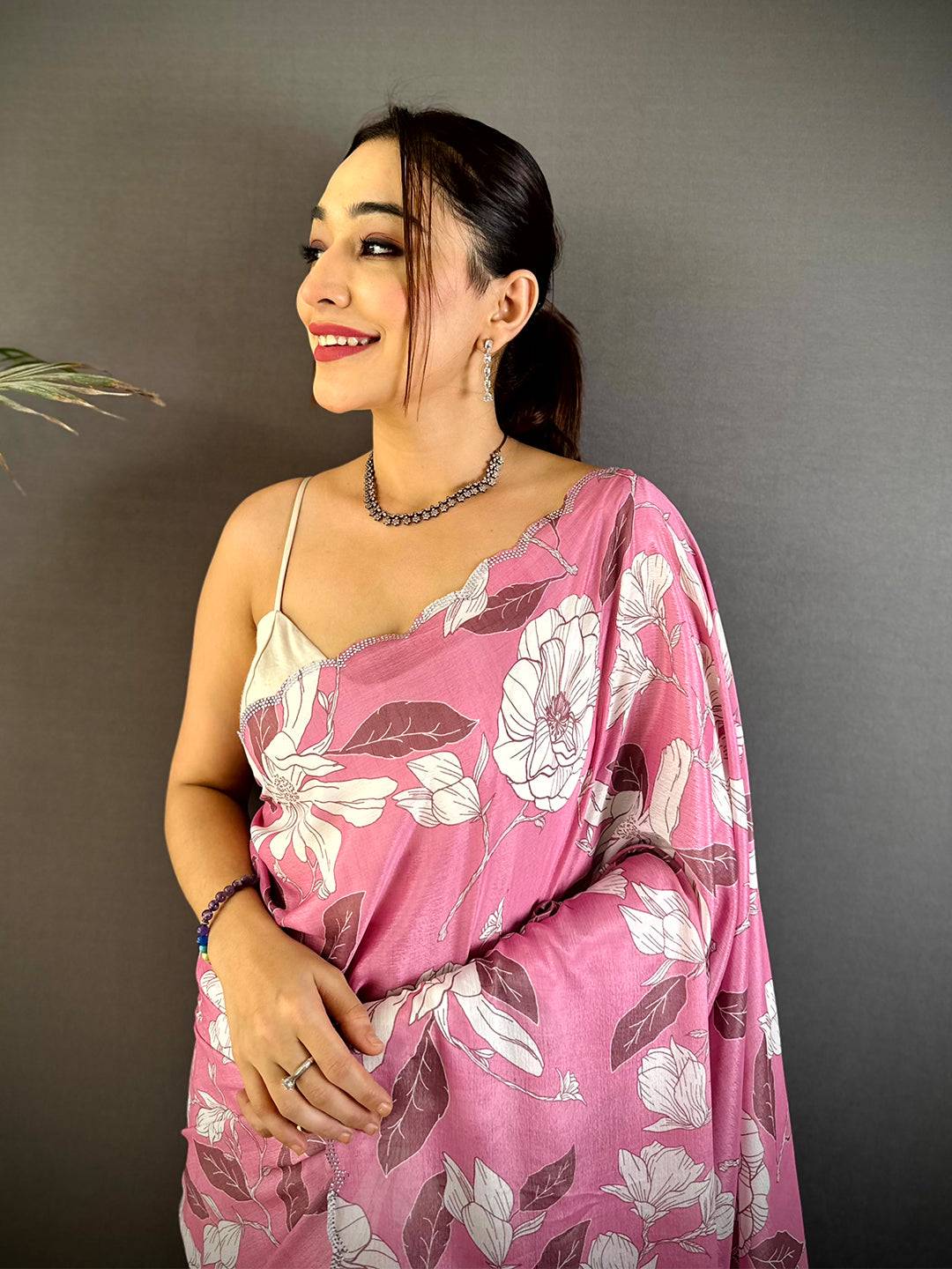 Regal Stone Work Chinnon Floral Saree