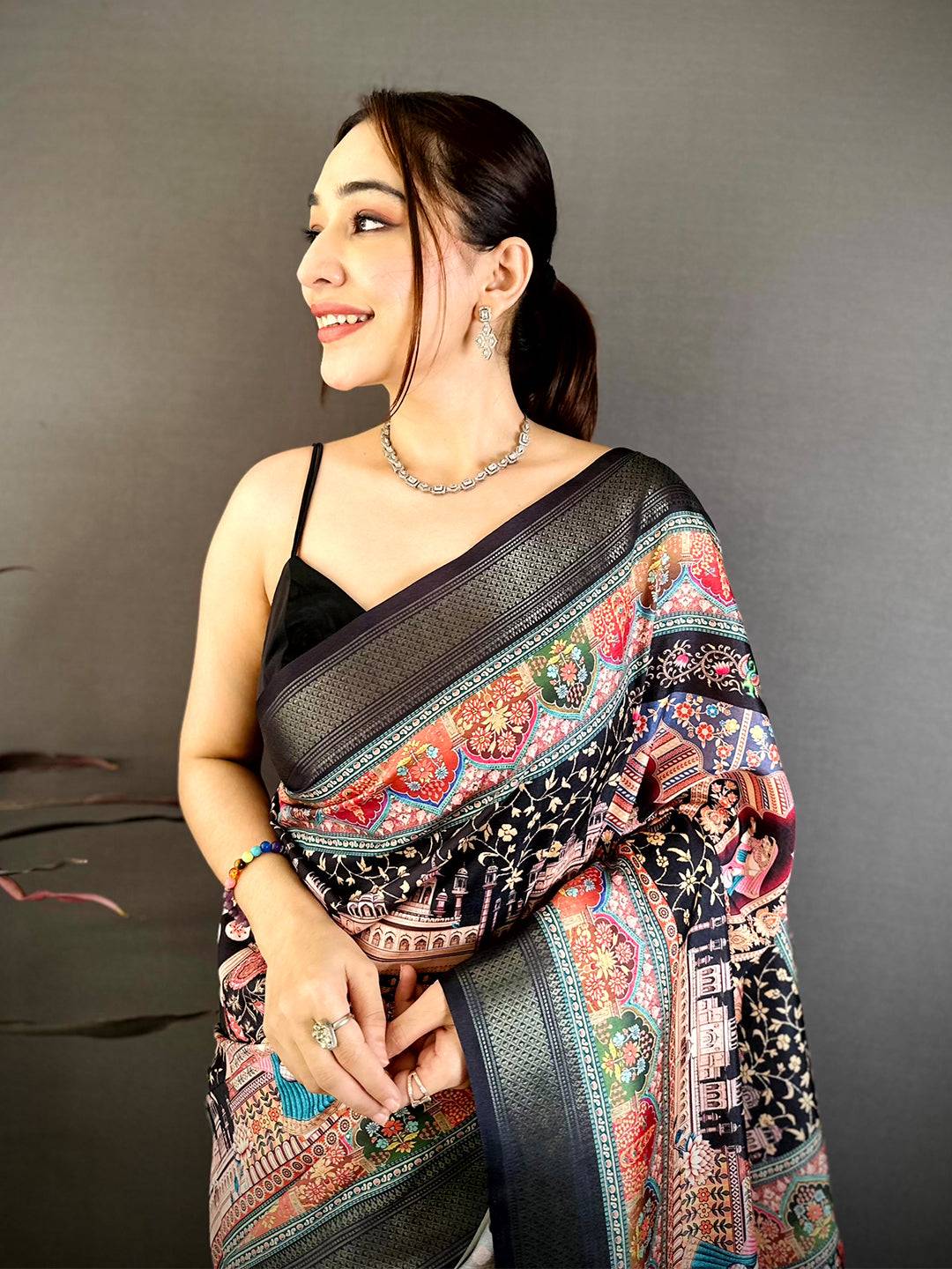 Royal Pashmina Print Tussar Ghicha Saree