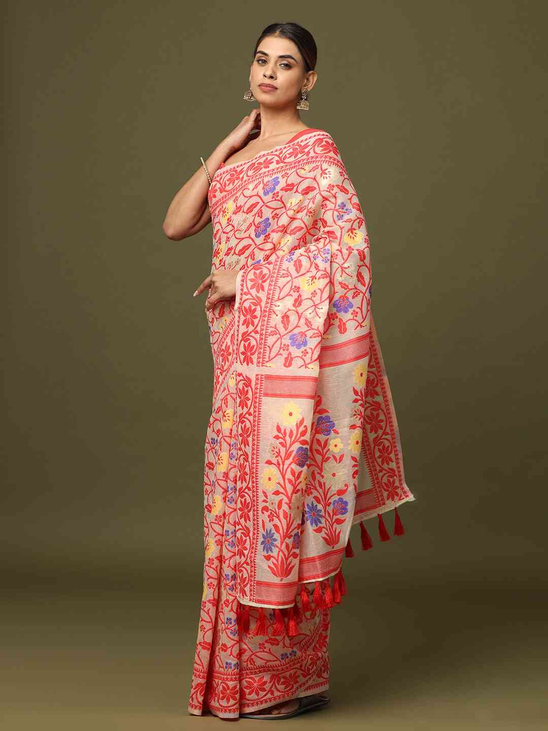 Dhakai Jamdani Cotton Silk Saree