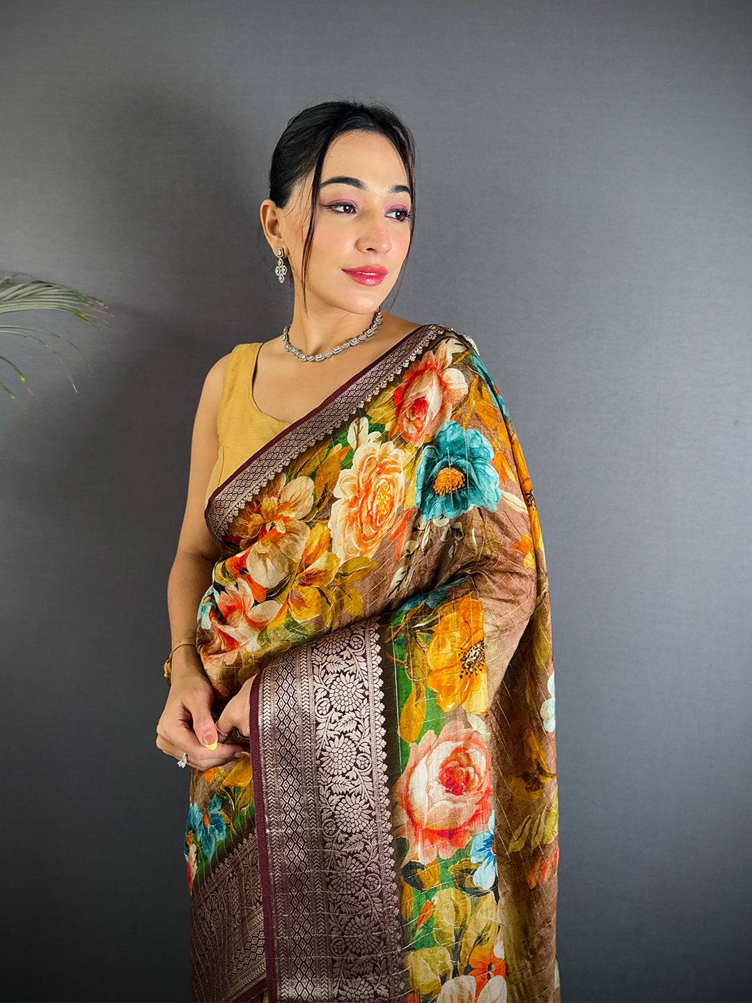 MultiColor Floral Aura Saree Online Vastranand