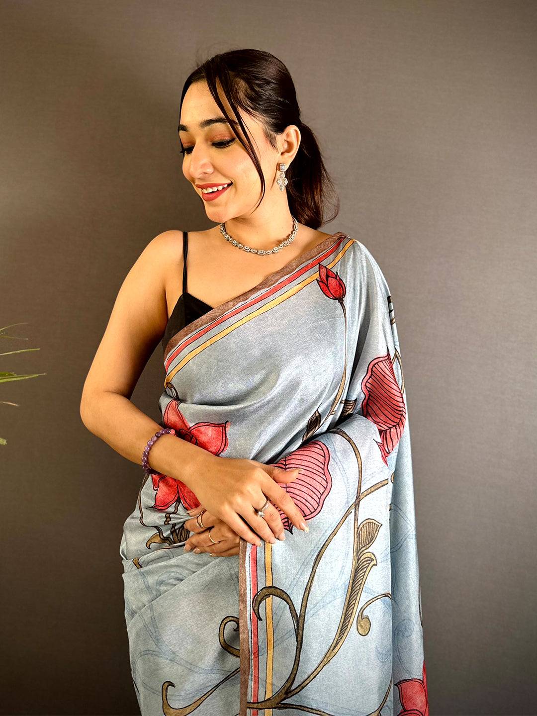 Elegance Flora Kalamkari Tussar Saree