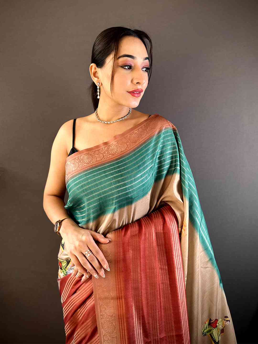 Pastel Blue Soft Crepe Silk Digital Ombre Saree