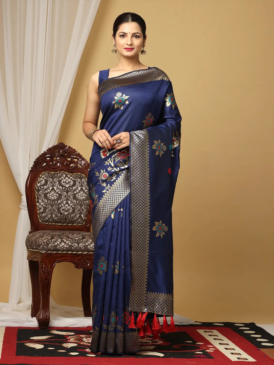 Banarasi Katan Silk Saree With Zari Butti