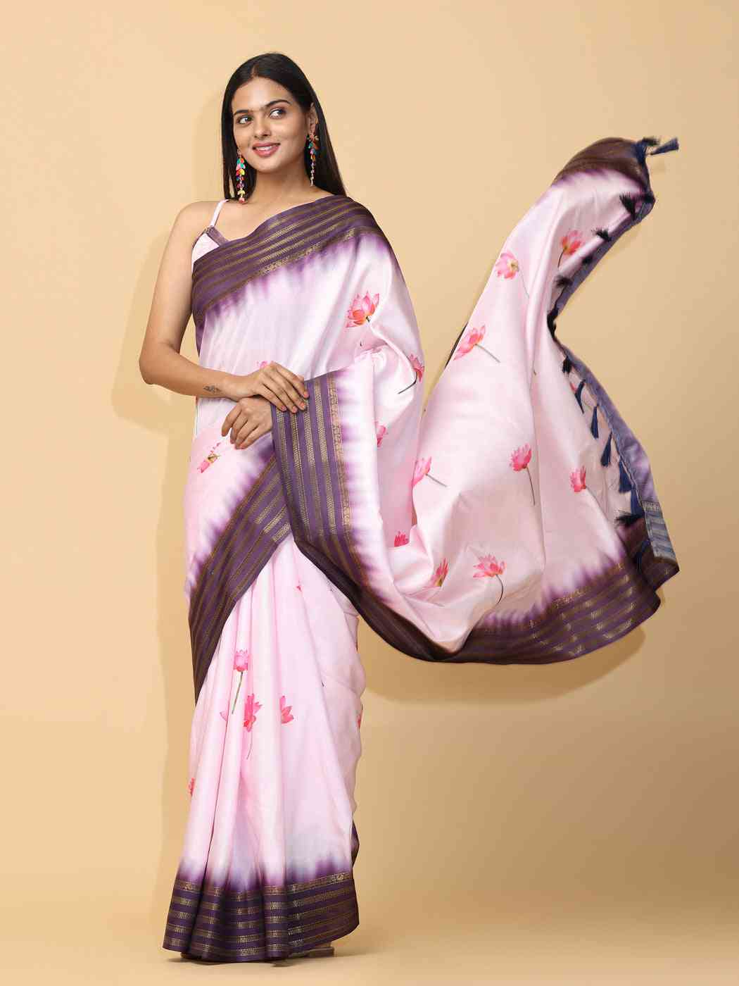 Soft Silk Pichwai Kalamkari Saree for Party Wear