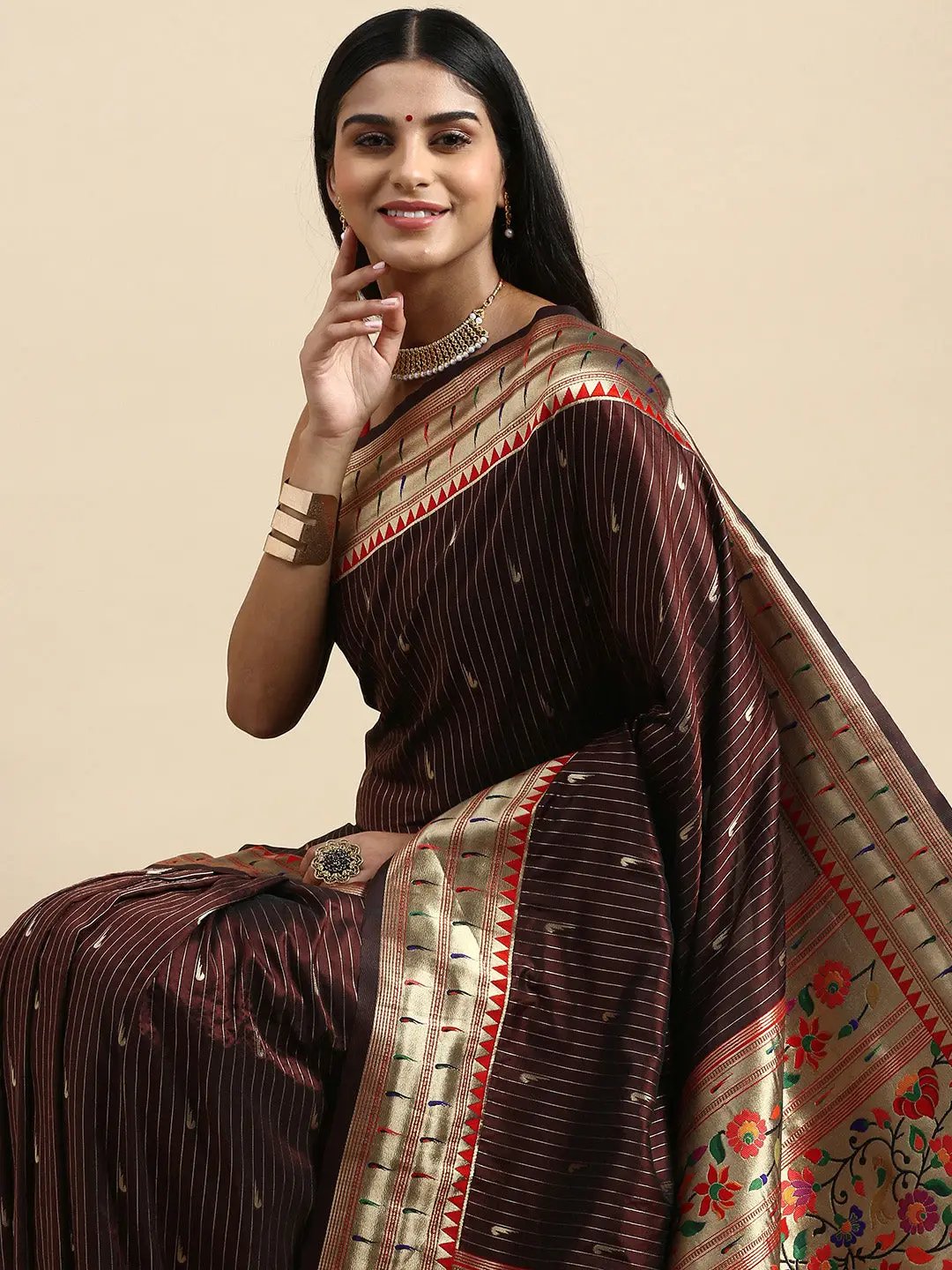Yevla Paithani Minakari Silk Saree