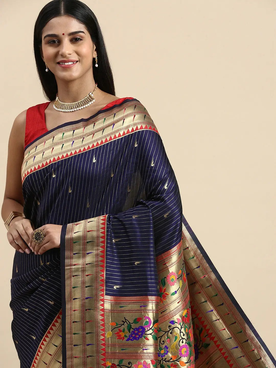 Yevla Paithani Minakari Silk Saree