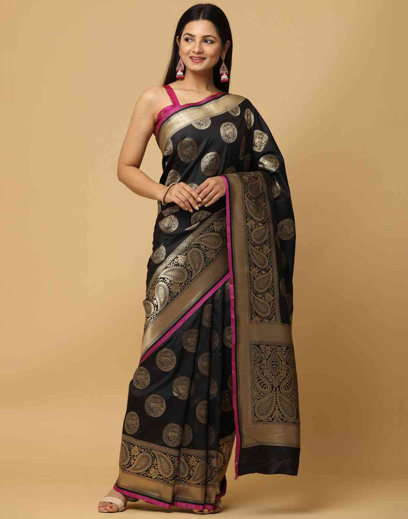 Pure Banarasi Katan Silk Kanchi Zari Weaving Saree