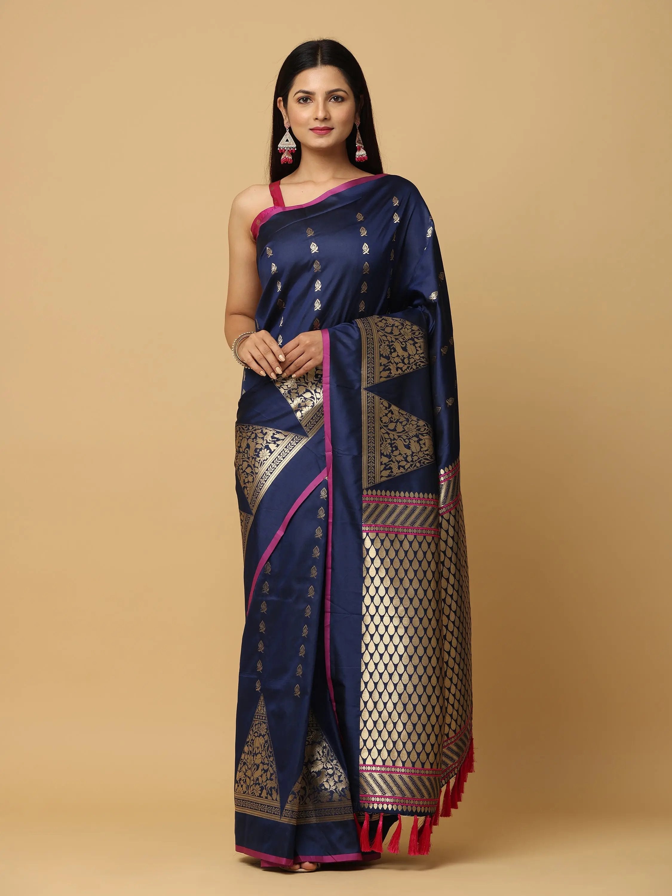 Pure Banarasi Katan Silk Kanchi Zari Weaving Saree