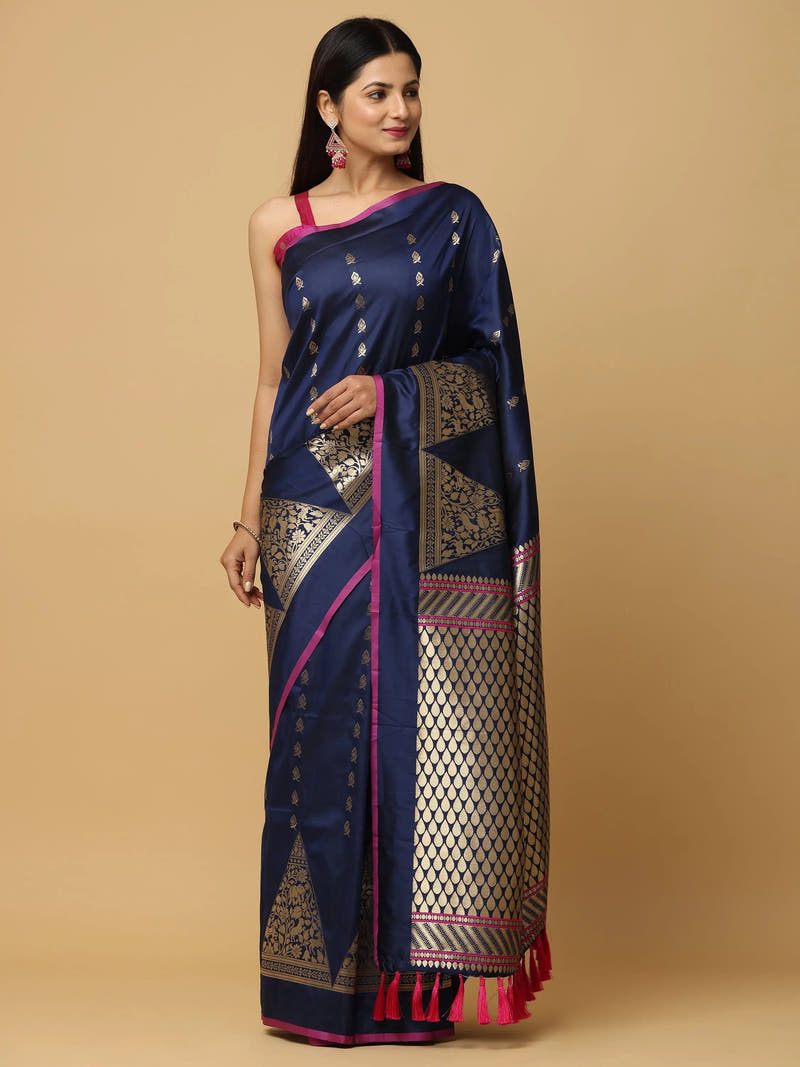 Pure Banarasi Katan Silk Kanchi Zari Weaving Saree