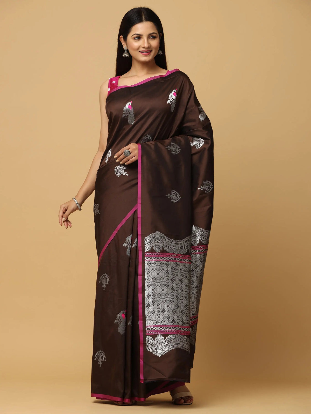 Pure Banarasi Katan Silk Kanchi Zari Weaving Saree