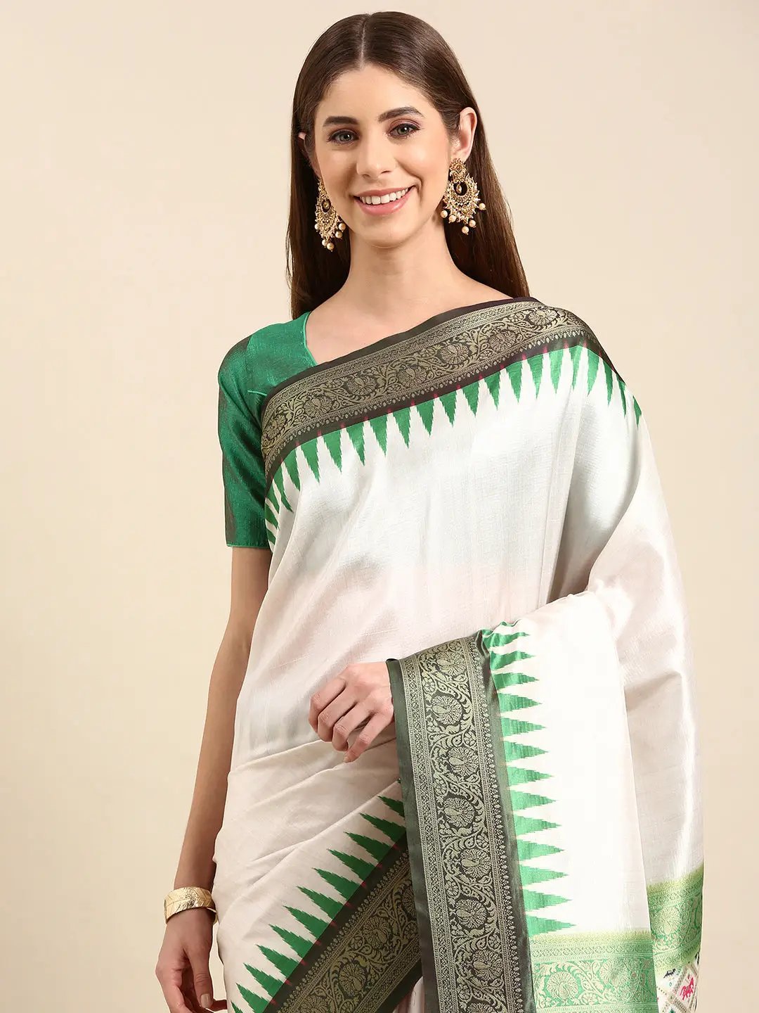 Ikkat Digital Print Soft Silk Saree