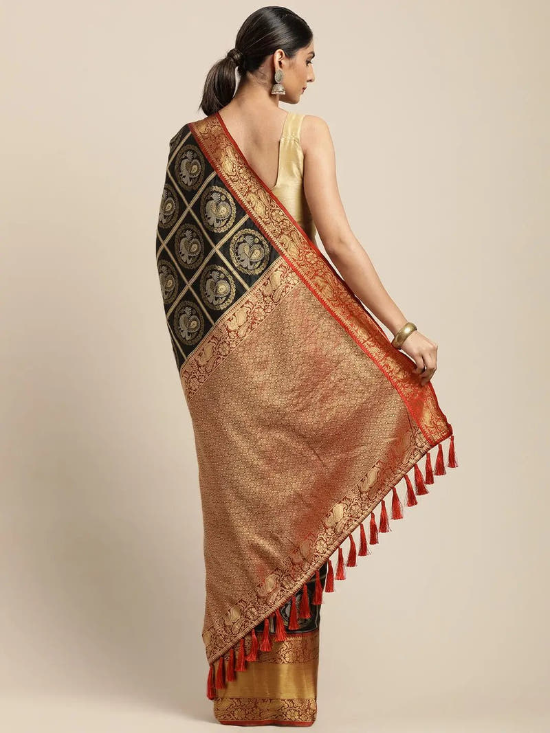 Exclusive Banarasi Pattu Zari Motifs Festive Wear Saree