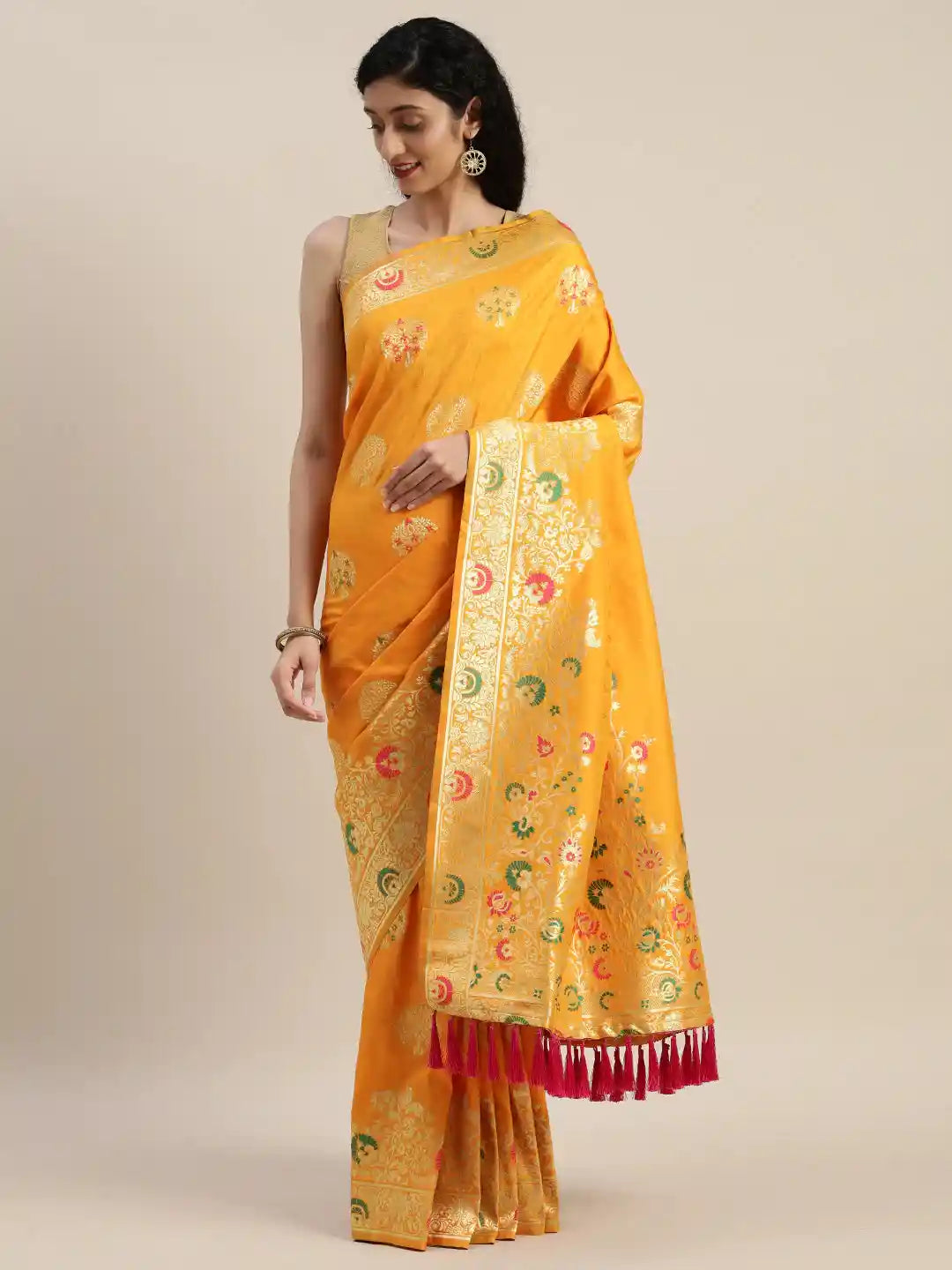 Kanjivaram Silk Woven Design With Resham Tassel Saree