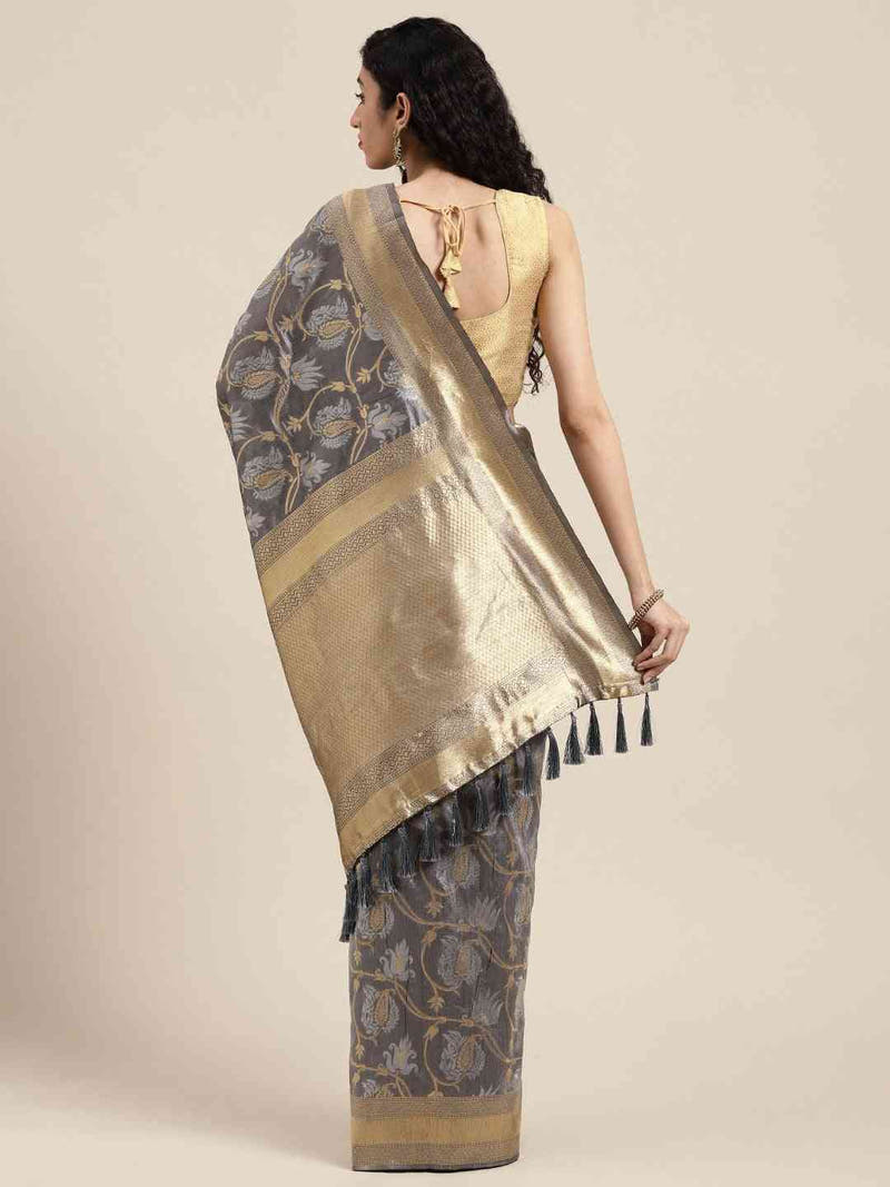 Banarasi Grey Colour Woven Design Saree