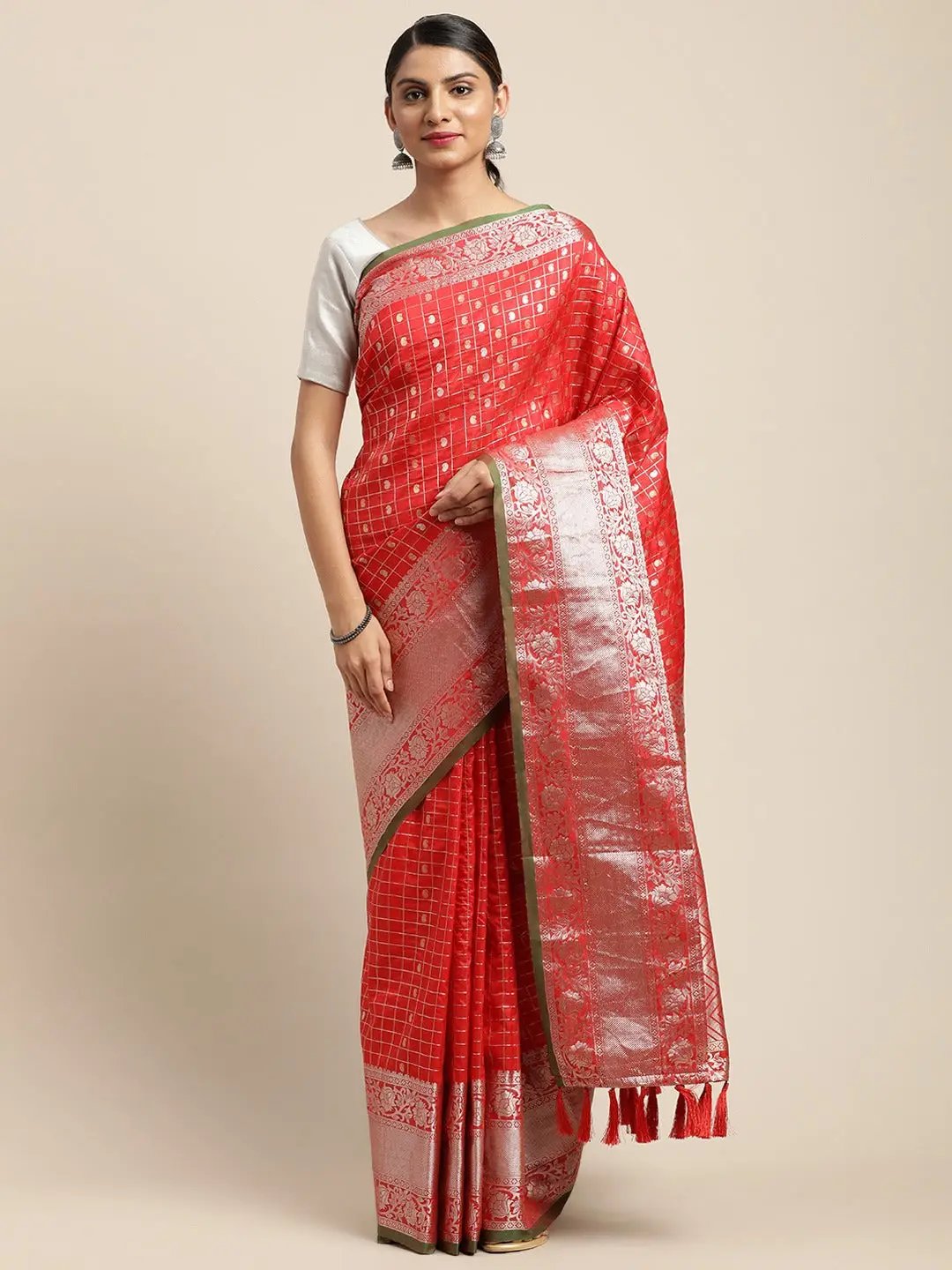 Kanjivaram Soft Silk Red Colour Kanchi Zari Weaving Saree