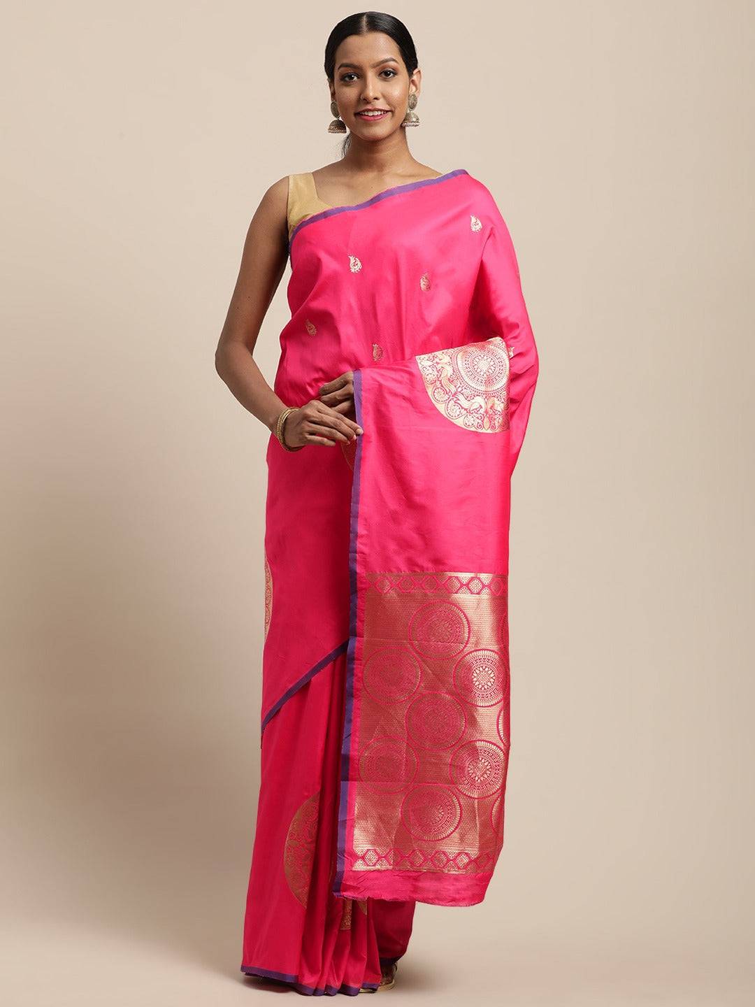 Pink Colour Banarasi Katan Silk Kanchi Zari Weaving Saree