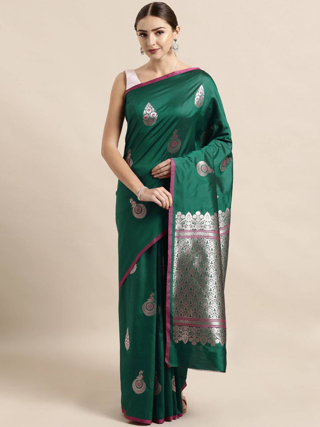 Green Colour Banarasi Katan Silk Zari Weaving Saree
