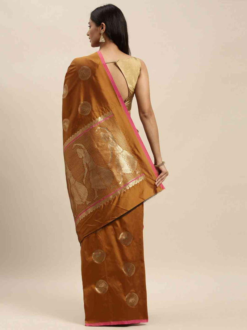 Traditional Honey Yellow Colour Ethnic Motifs And Zari Silk Banarasi Saree