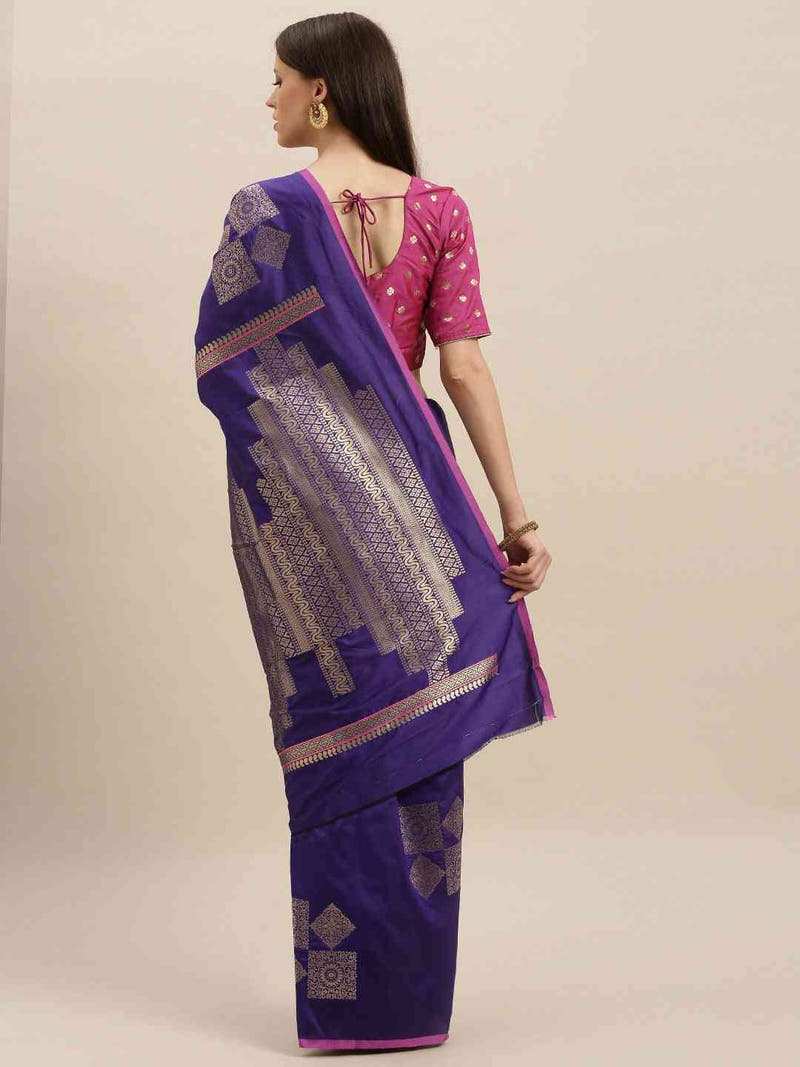 Stylish Kanjivaram Indigo Colour Silk Blend Woven Design Saree