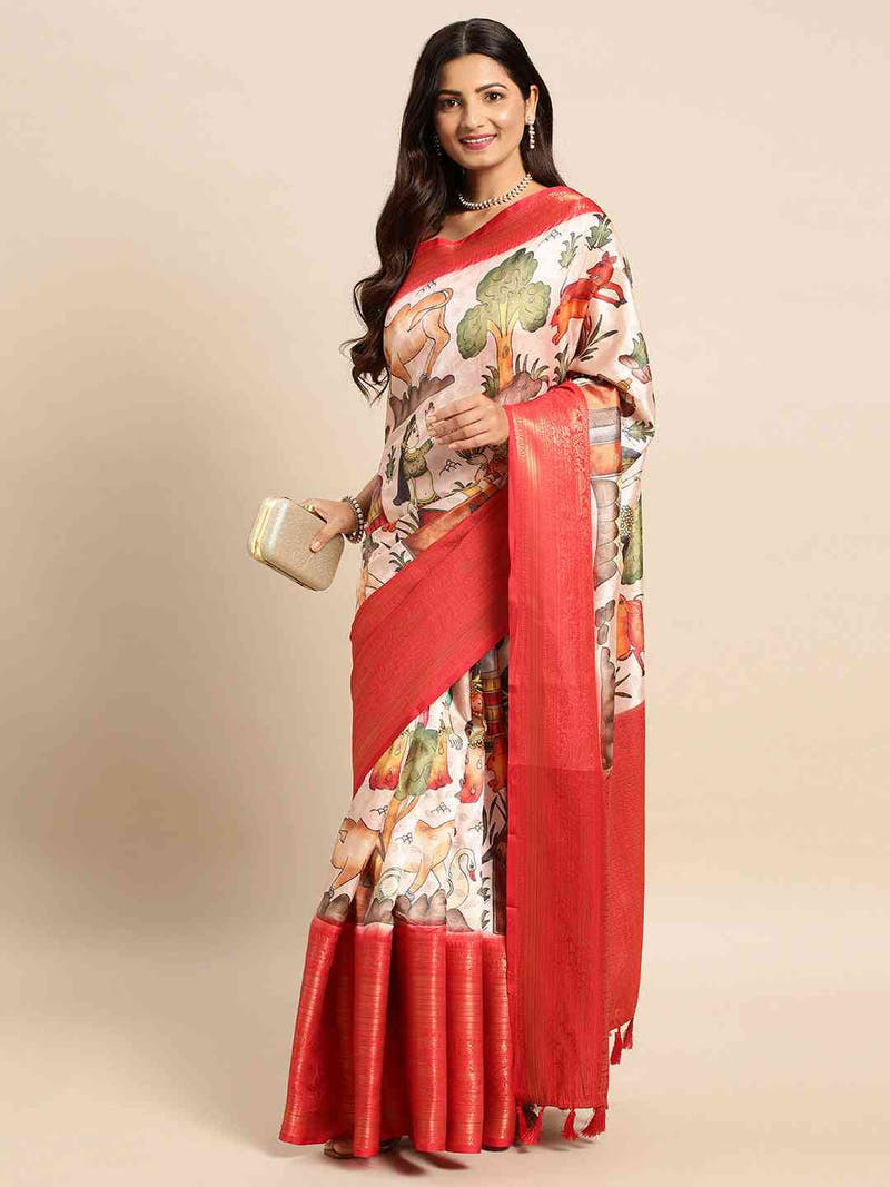 Kalamkari Pattu Banarasi Silk Saree