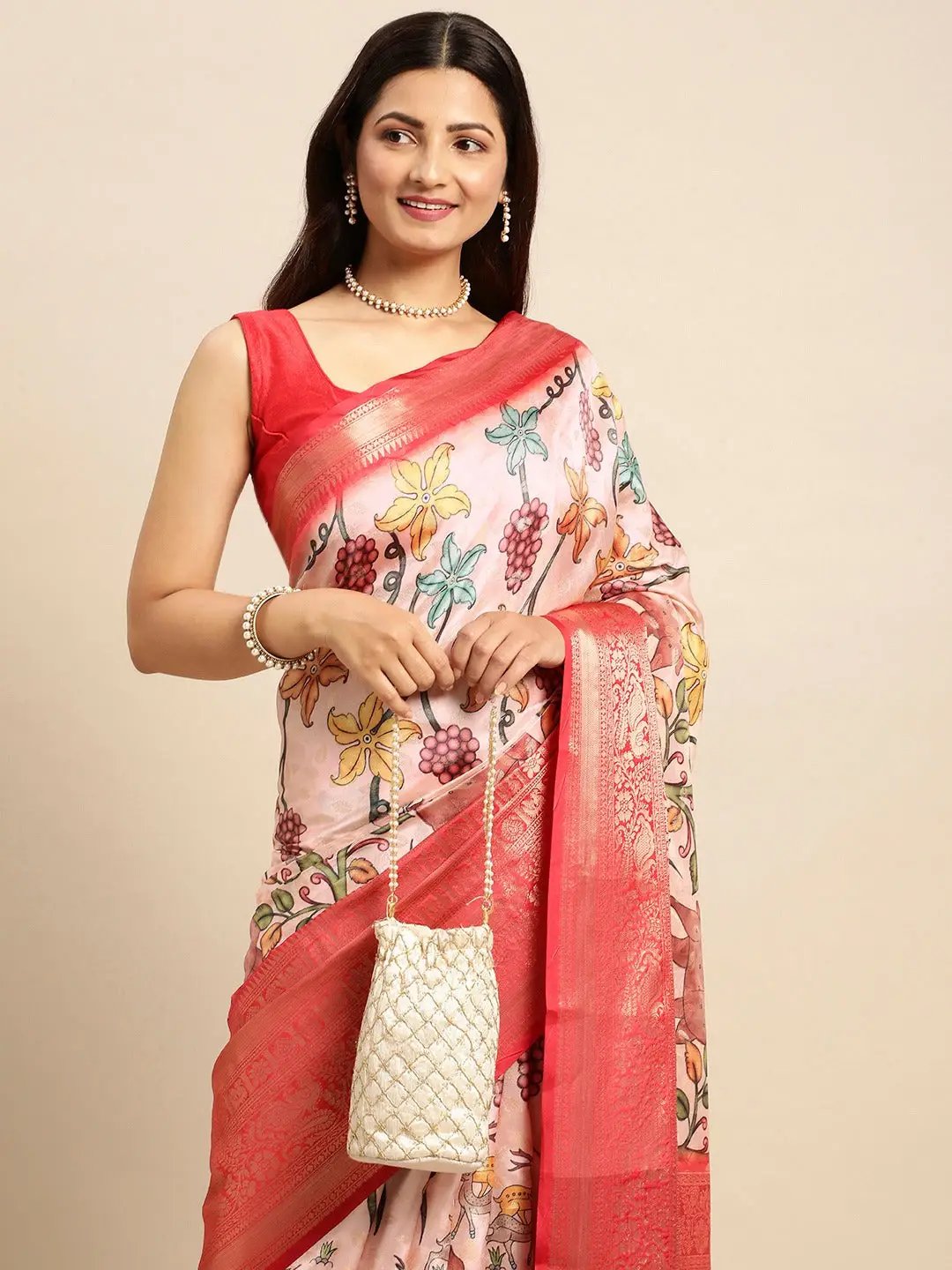 Kalamkari Pattu Banarasi Silk Saree