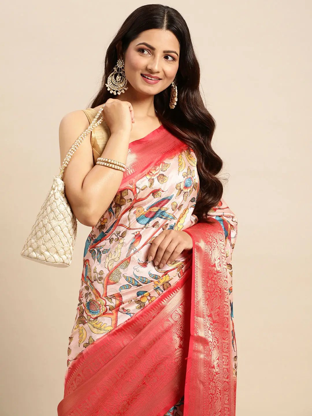 Kalamkari Pattu Banarasi Silk Saree