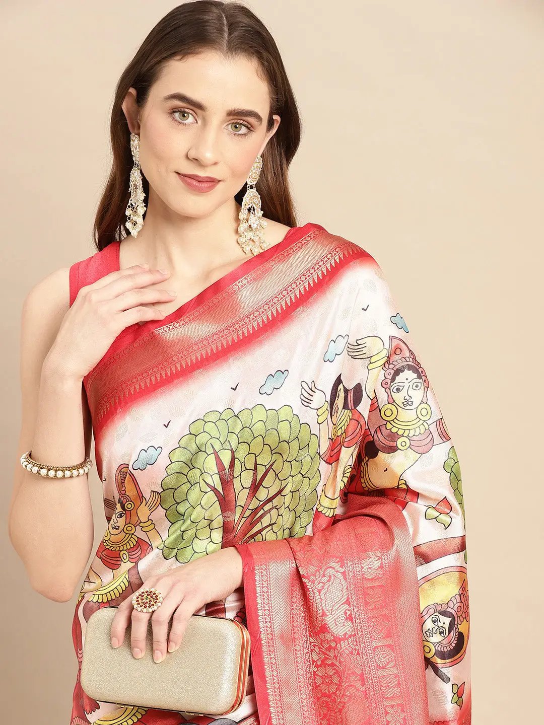 Kalamkari Pattu Banarasi Silk Saree collapse