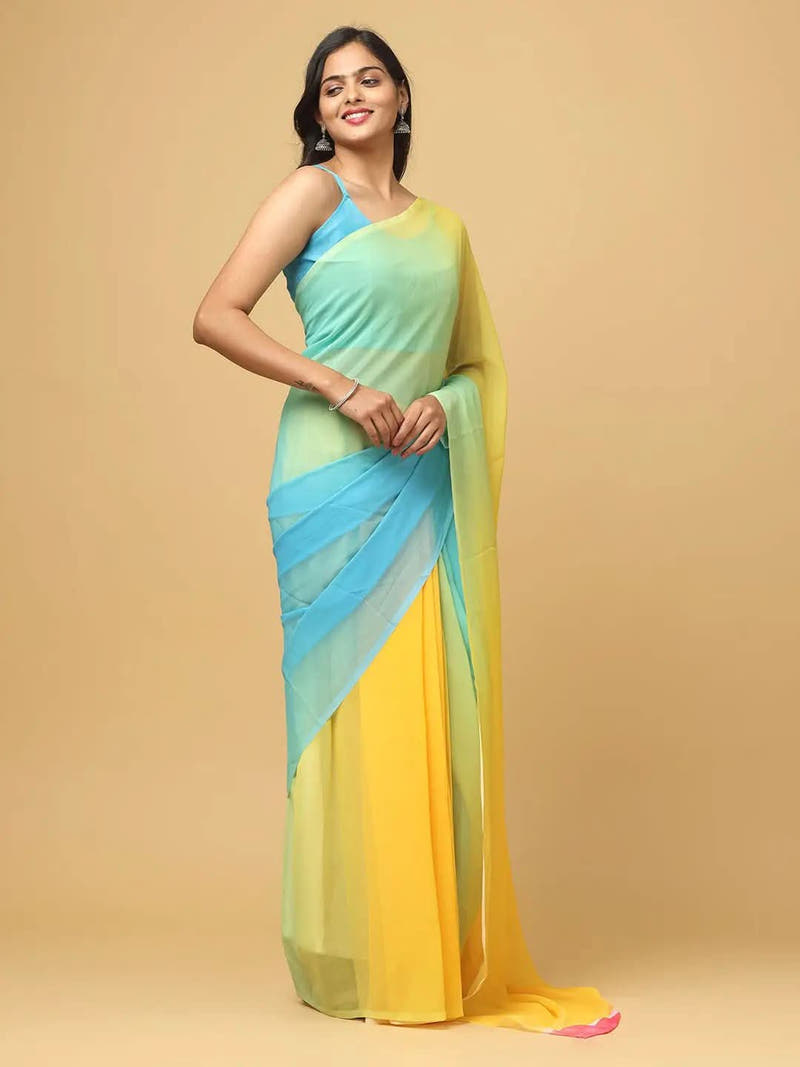 Ombre Soft Georgette Digital Print Party Wear Saree