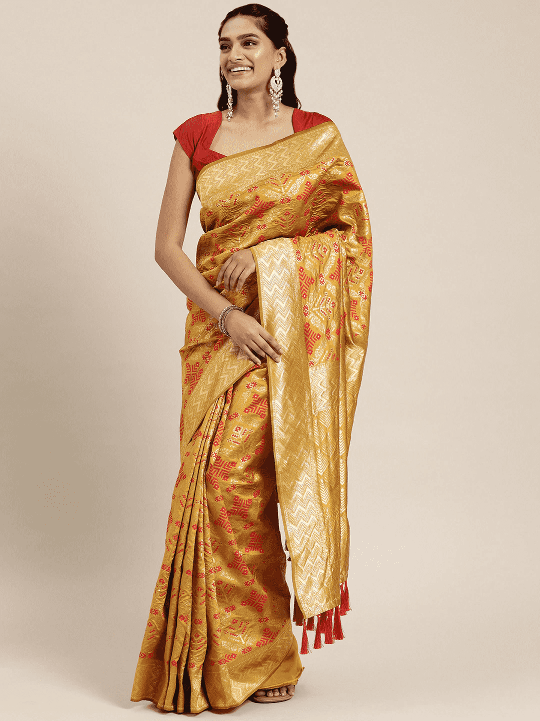 Patola Silk Saree Woven Design With Zari Border